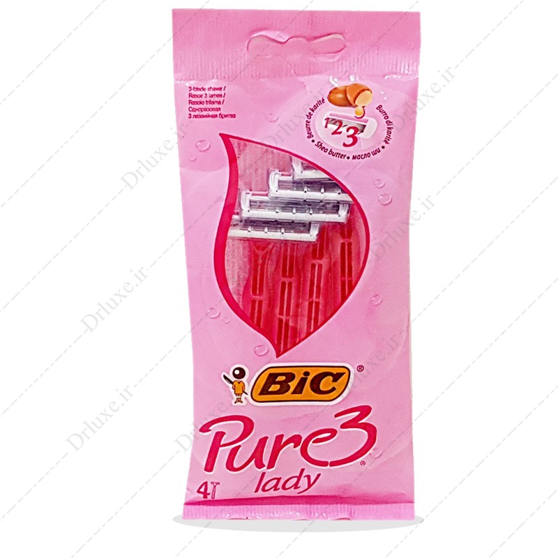 مشخصات، قیمت و خرید تیغ اصلاح 3 لبه زنانه Pure 3 Lady بیک 4 عددی - دکتر لوکس