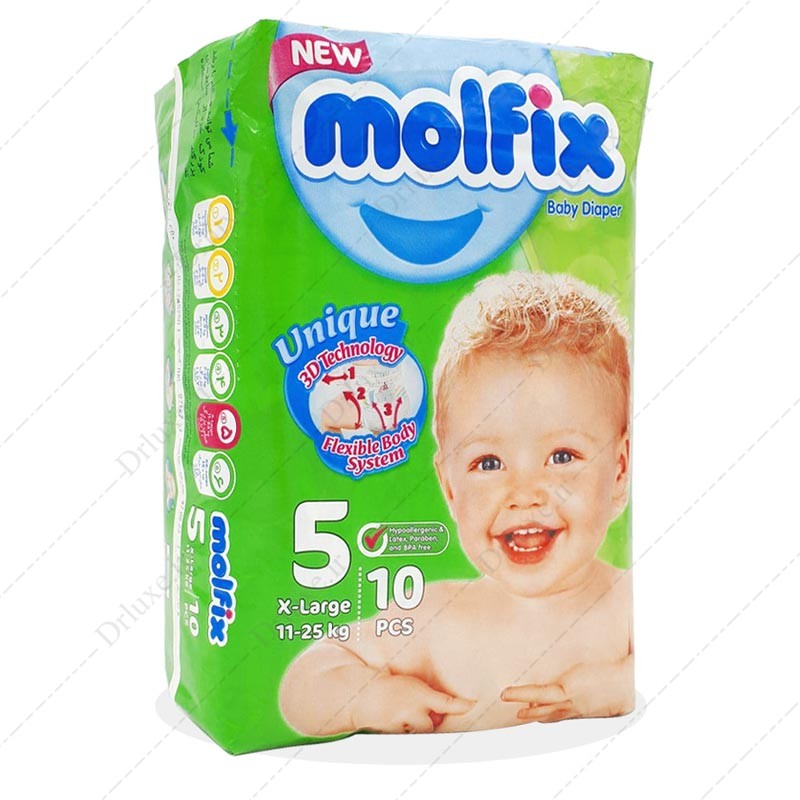 پوشک بچه مولفیکس سایز 5 بسته 10 عددی