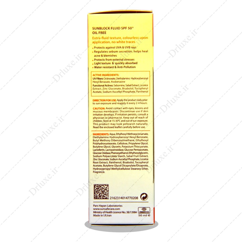 ضد آفتاب فلوئید SPF50 بدون رنگ فاقد چربی سان سیف 50 میلی لیتر - دکتر لوکس