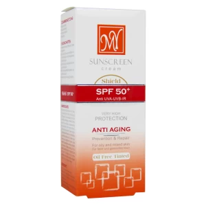 کرم ضد آفتاب SPF50 فاقد چربی رنگ پوست مای 50 میلی لیتر