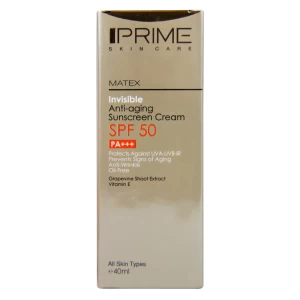 کرم ضدآفتاب جوان کننده پرایم SPF50 بی رنگ Matex حجم 40 میل