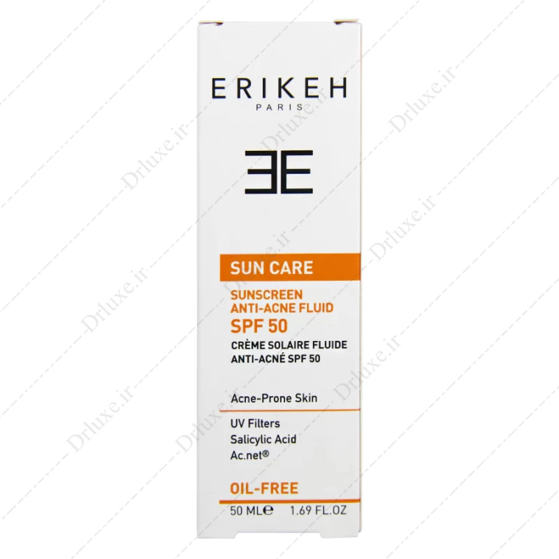 ضد آفتاب فلوئید SPF50 فاقد چربی بی رنگ اریکه 50 میلی لیتر- دکتر لوکس