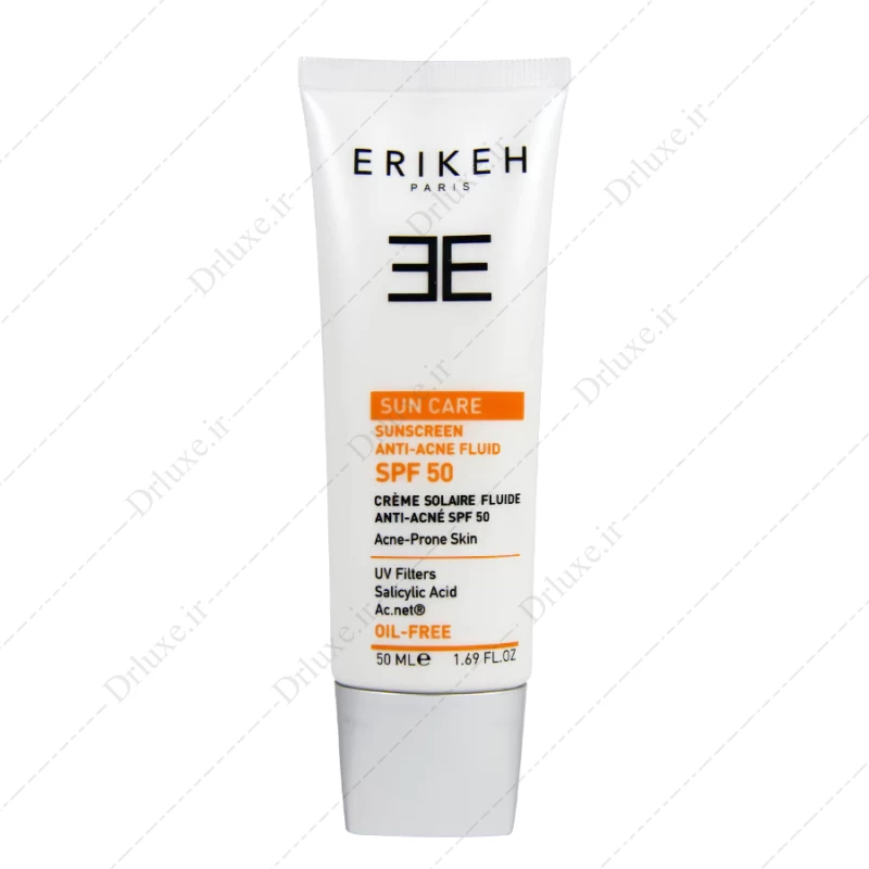 ضد آفتاب فلوئید SPF50 فاقد چربی بی رنگ اریکه 50 میلی لیتر- دکتر لوکس