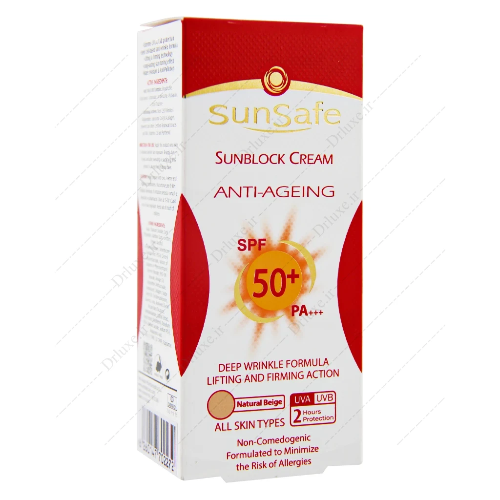 کرم ضد آفتاب SPF50 ضد چروک بژ طبیعی سان سیف