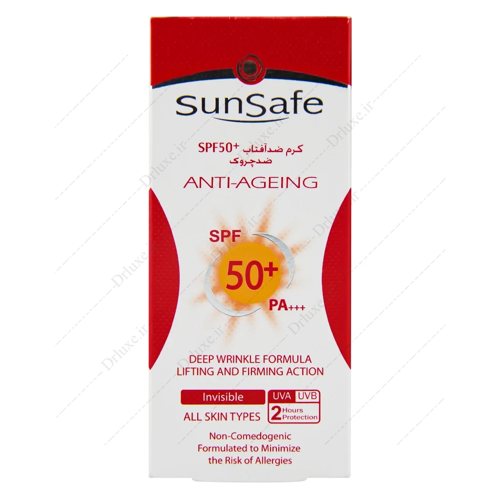 کرم ضد آفتاب SPF50 ضد چروک بی رنگ سان سیف