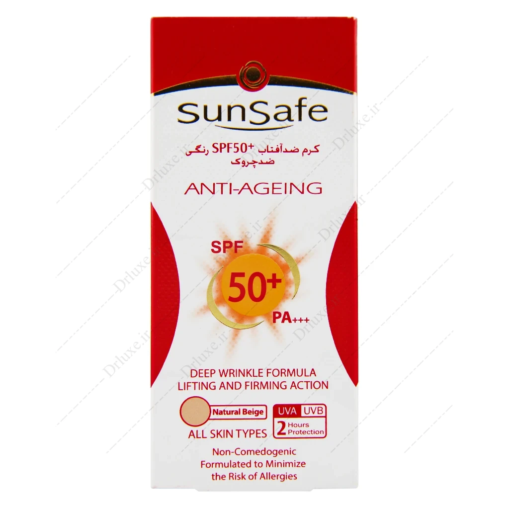 کرم ضد آفتاب SPF50 ضد چروک بژ طبیعی سان سیف