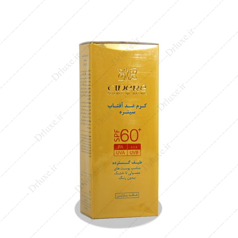 کرم ضد آفتاب SPF60 بی رنگ سینره پوست معمولی و خشک 50 میلی لیتر
