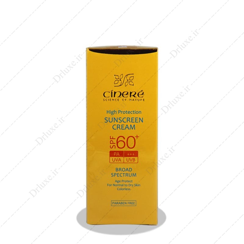 کرم ضد آفتاب SPF60 بی رنگ سینره پوست معمولی و خشک 50 میلی لیتر